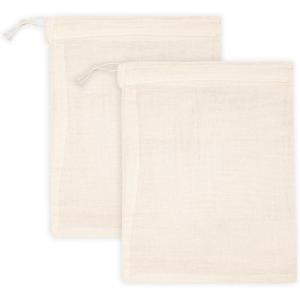 PurpleEssences Empty Spice Bags for Cooking Soup – Natural Unbleached Cotton Muslin Drawstring Cheesecloth Bags for Tea, Herbs, Bone Broth, Cold Brew & Straining – Natural (2, 4 x 6 Inch)(4 x 6 Inch)