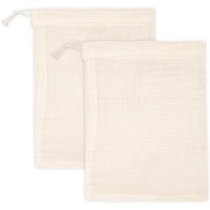 PurpleEssences Empty Spice Bags for Cooking Soup – Natural Unbleached Cotton Muslin Drawstring Cheesecloth Bags for Tea, Herbs, Bone Broth, Cold Brew & Straining – Natural (2, 4 x 6 Inch)(8 x 10 Inch)
