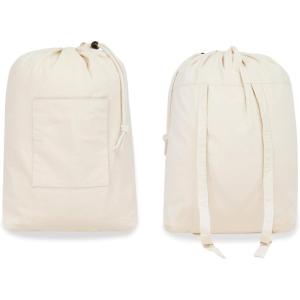 PurpleEssences Laundry Bag Durable Clothes Drawstring Bag Machine Washable Travel Laundry Organizer for Dorm, College, Hamper – Set of 1, 15 x 28 Inch, Laundry Bag – Natural(15 x 28 Inch Laundry Bag)