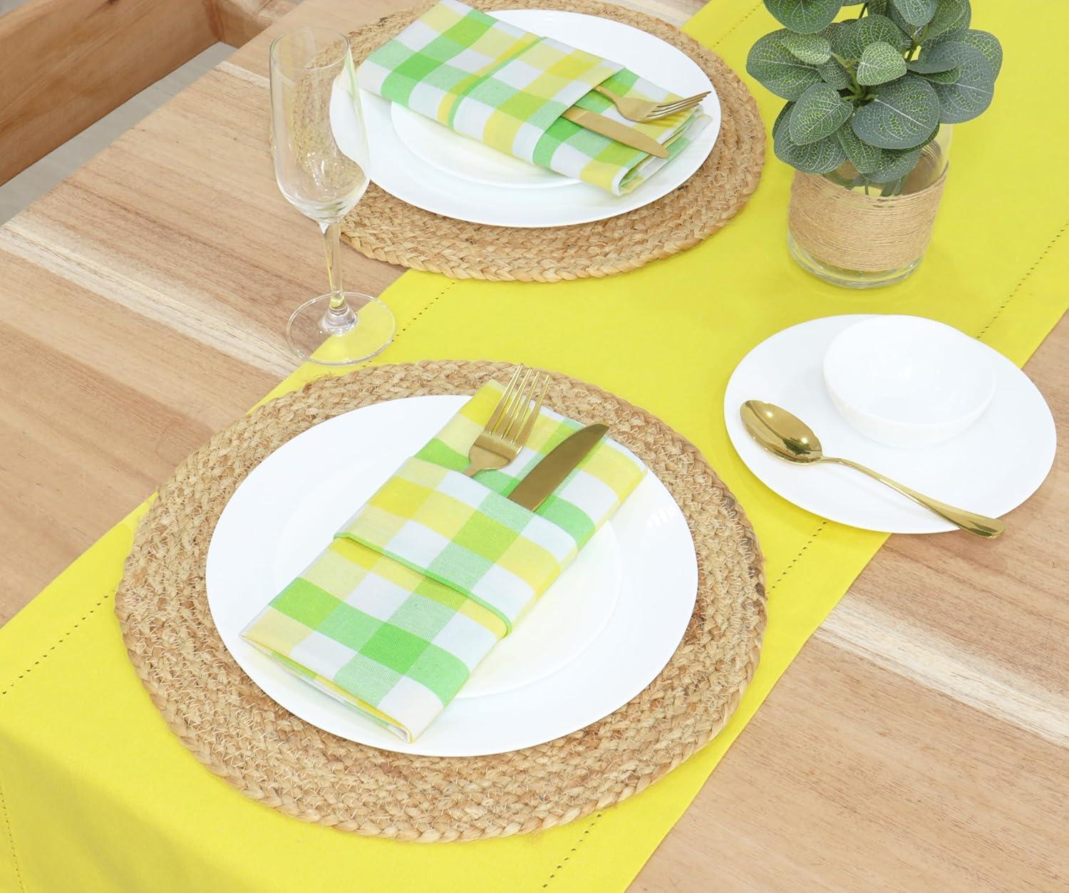 image:imagePurpleEssences Buffalo Plaid Cloth Napkins Mitered Corners Christmas Holiday Winter Gingham Check Dinner Napkin Set of 12100 Cotton 18x18 Inch Reusable Washable Multi ColorYellow Green White