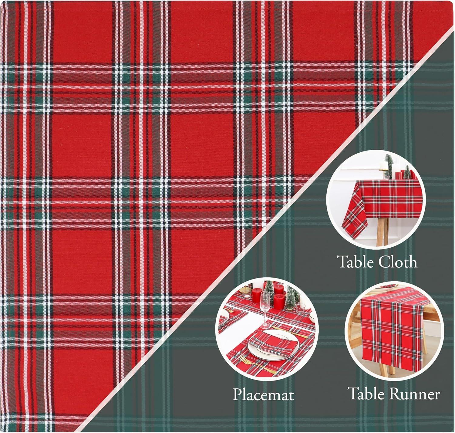 image:imagePurpleEssences Buffalo Plaid Cloth Napkins Mitered Corners Christmas Holiday Winter Gingham Check Dinner Napkin Set of 12100 Cotton 18x18 Inch Reusable Washable Multi ColorTartan Plaid RedGreen