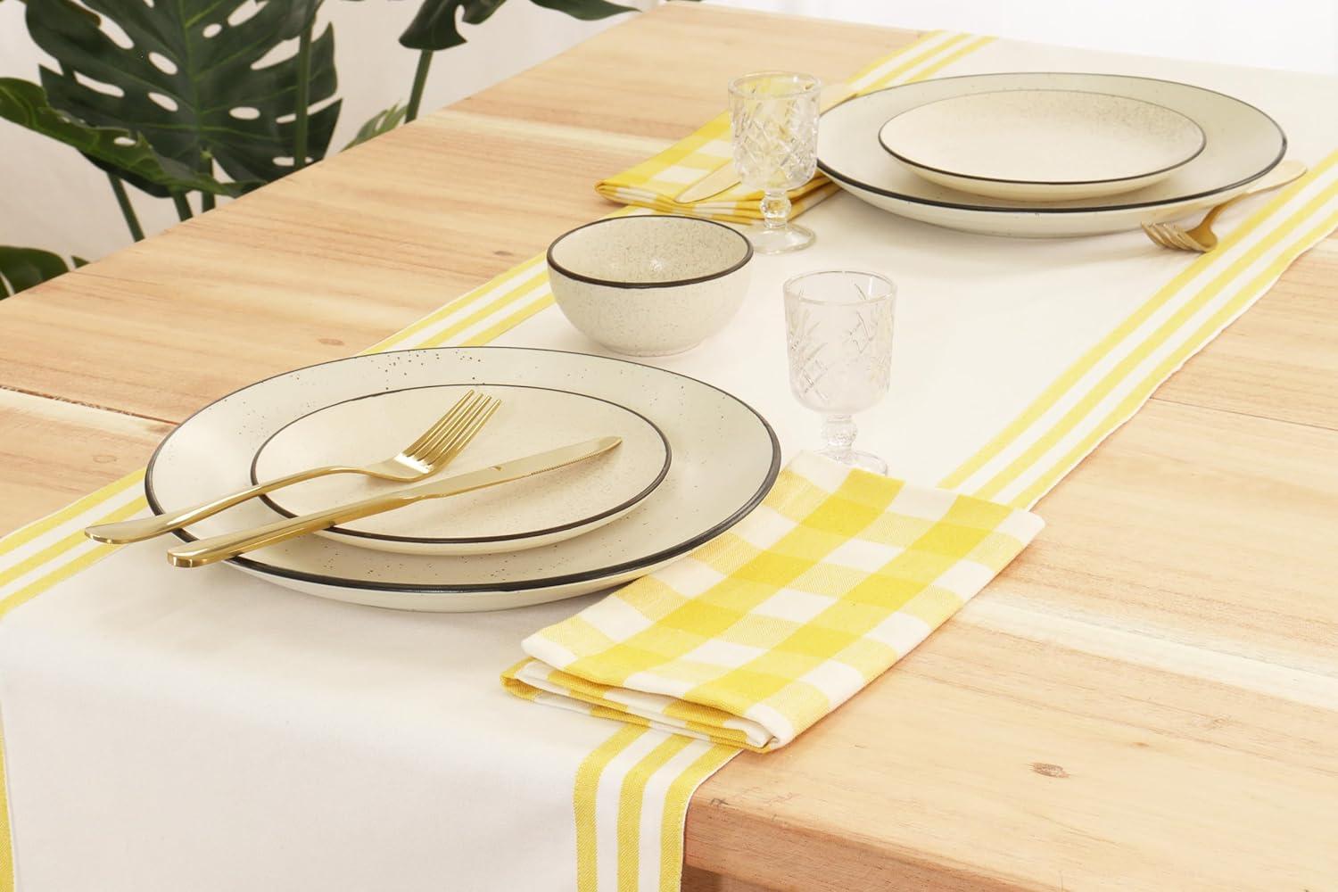 image:imagePurpleEssences Buffalo Plaid Cloth Napkins Mitered Corners Christmas Holiday Winter Gingham Check Dinner Napkin Set of 12100 Cotton 18x18 Inch Reusable Washable Multi ColorYellow White