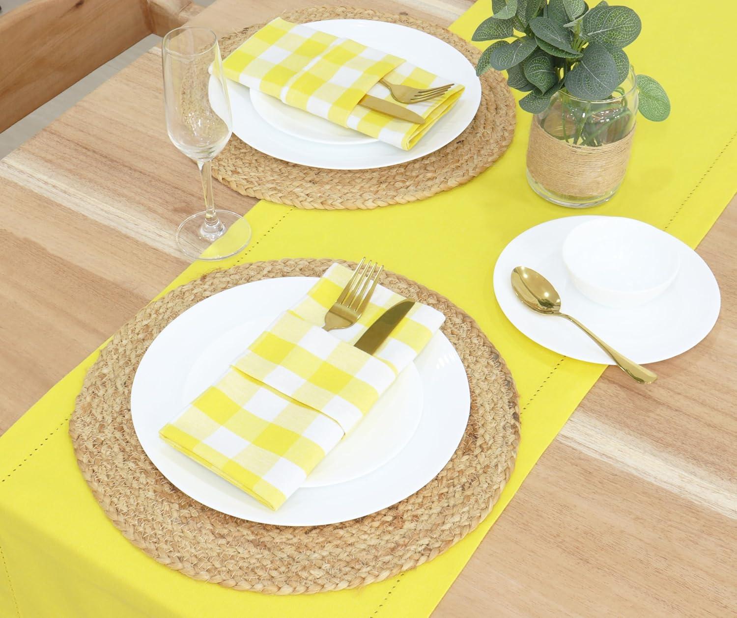 image:imagePurpleEssences Buffalo Plaid Cloth Napkins Mitered Corners Christmas Holiday Winter Gingham Check Dinner Napkin Set of 12100 Cotton 18x18 Inch Reusable Washable Multi ColorYellow White
