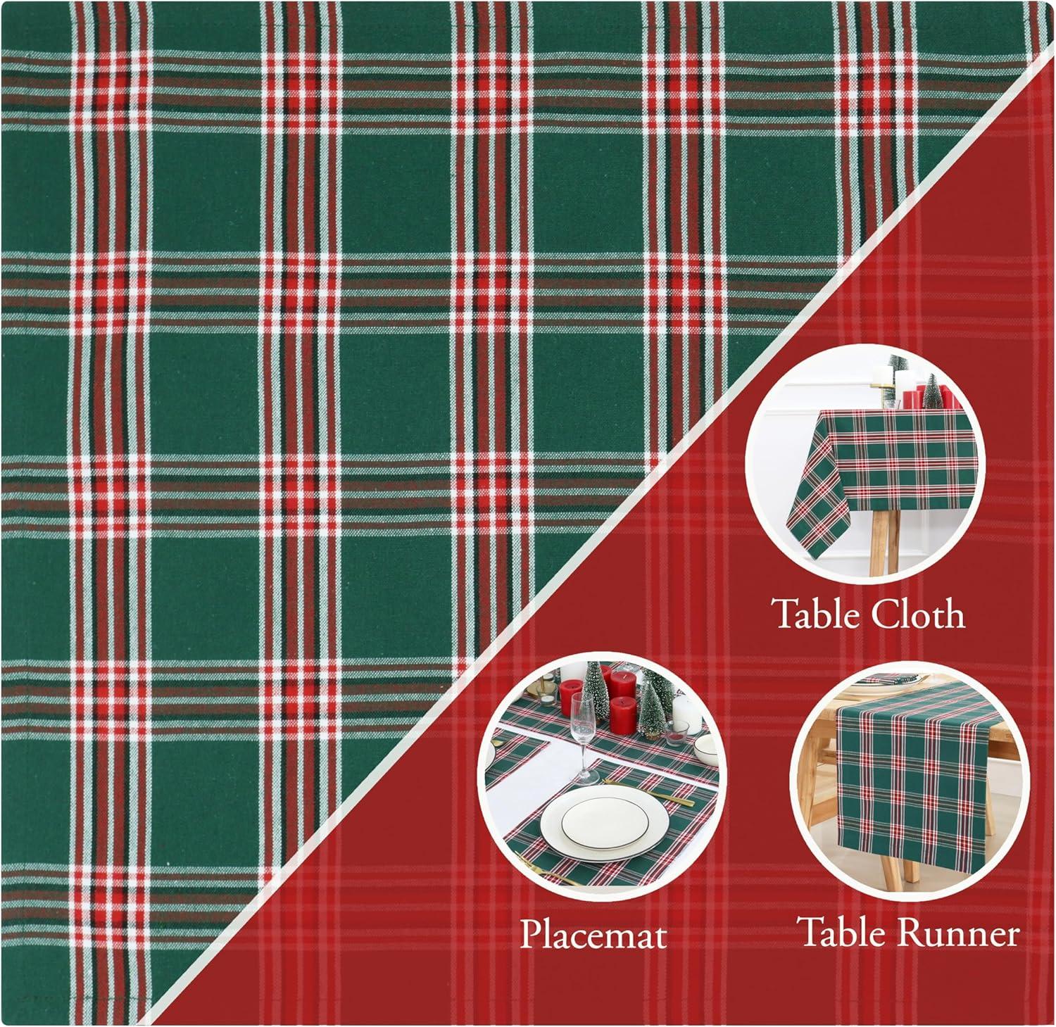 image:imagePurpleEssences Buffalo Plaid Cloth Napkins Mitered Corners Christmas Holiday Winter Gingham Check Dinner Napkin Set of 12100 Cotton 18x18 Inch Reusable Washable Multi ColorTartan Plaid Green