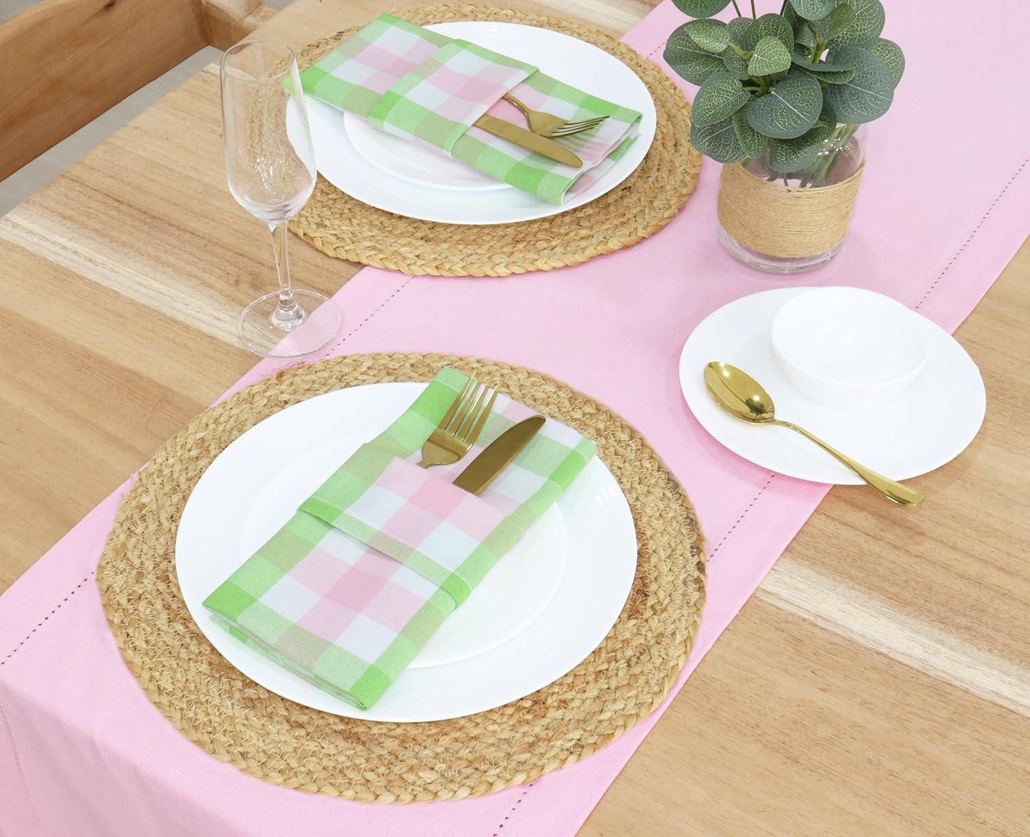 image:imagePurpleEssences Buffalo Plaid Cloth Napkins Mitered Corners Christmas Holiday Winter Gingham Check Dinner Napkin Set of 12100 Cotton 18x18 Inch Reusable Washable Multi ColorApple Green Blush Pink
