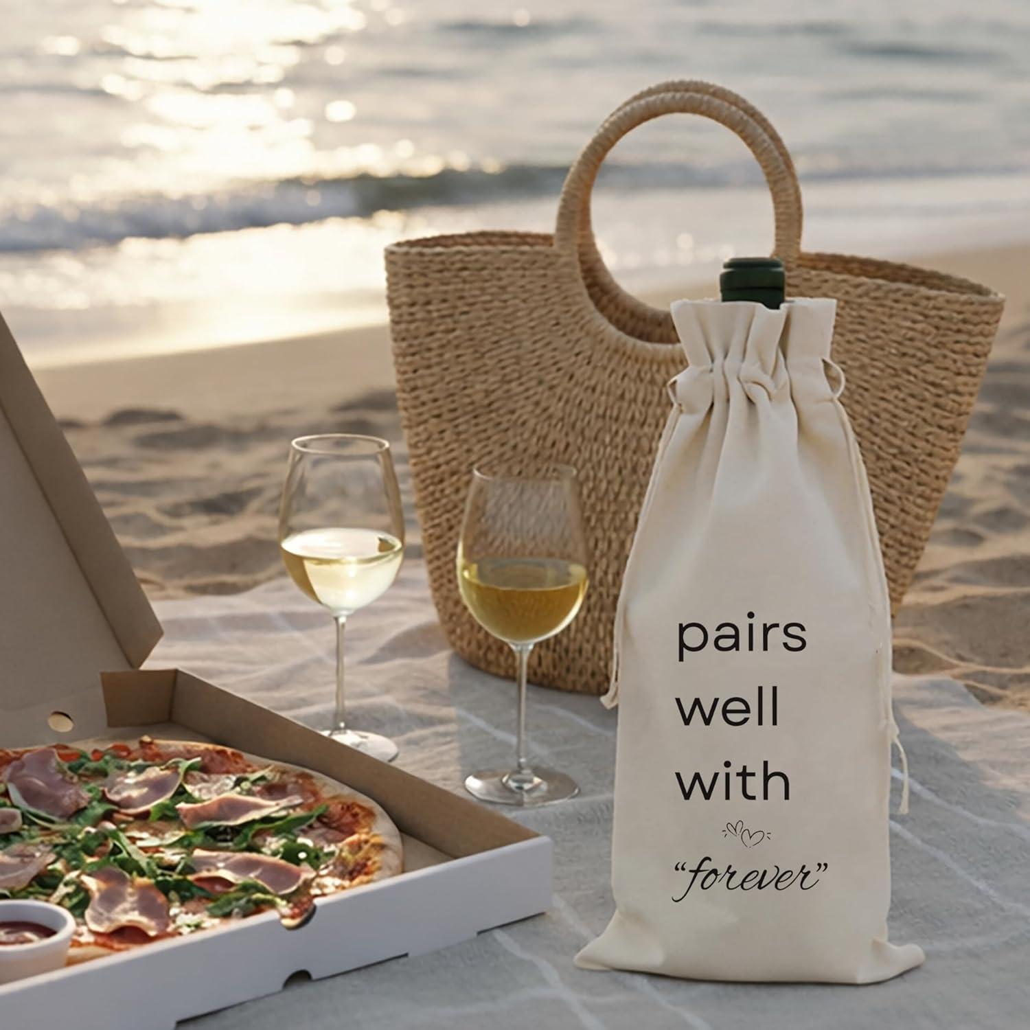 image:imagePurpleEssences Canvas Wine Tote Bag with Divider for 6 Bottle Washable Reusable Wine Carrier Sturdy Double Stitched Holder for Grocery Travel amp Picnic 13x7x105 Inch NaturalForever