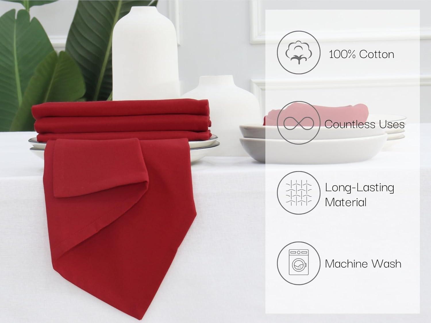 image:imagePurpleEssences Christmas Embroidered Hemstitch Napkin Set of 6 amp Solid Napkins Set of 1218x18 Inch 100 Cotton SnowflakesRed