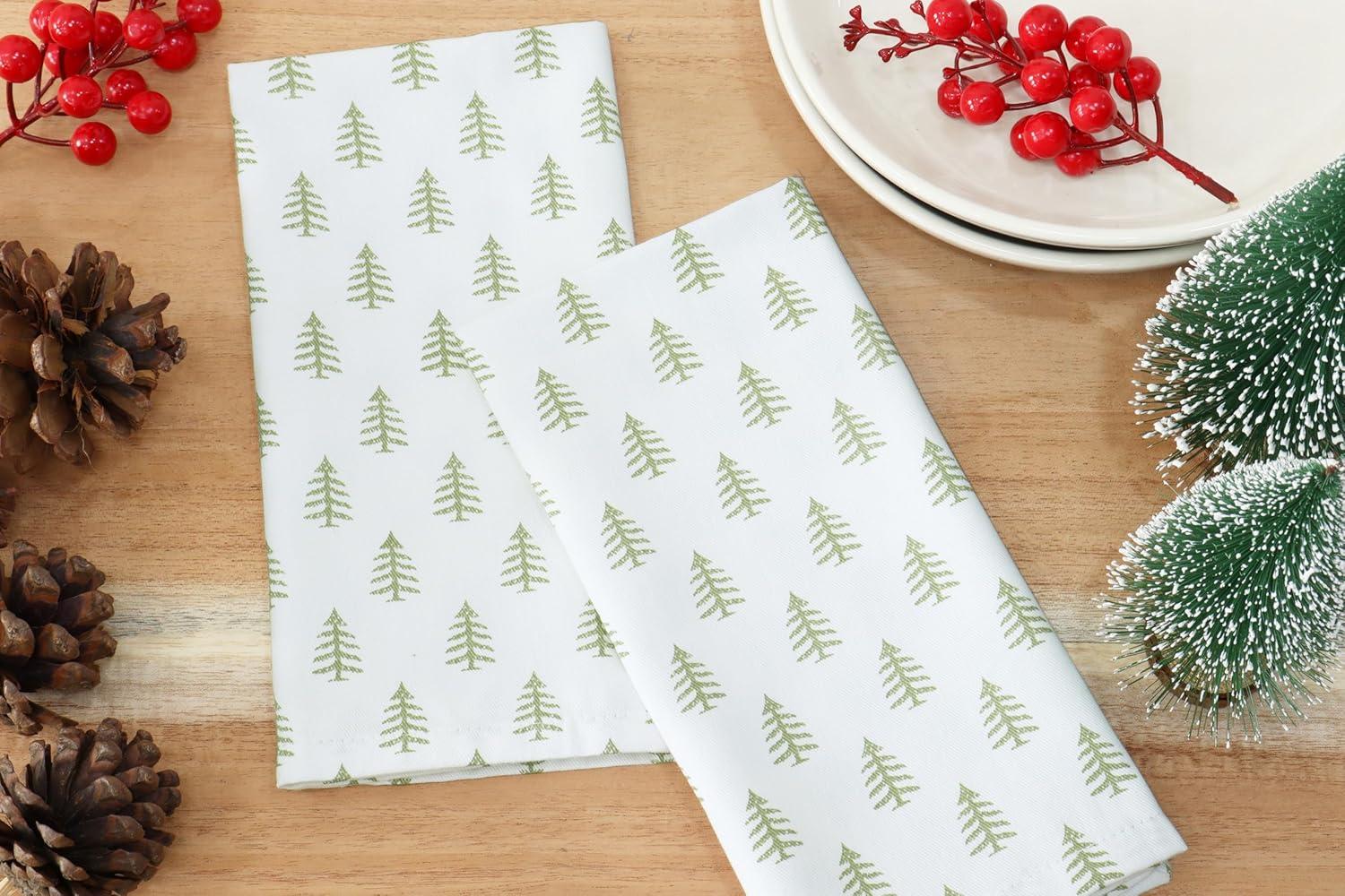 image:imagePurpleEssences Christmas Tree Scalloped Napkin Set of 4 amp Printed Napkin Set of 618x18 Inch 100 Cotton Christmas Tree