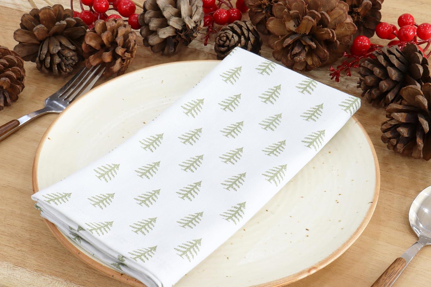 image:imagePurpleEssences Christmas Tree Scalloped Napkin Set of 4 amp Printed Napkin Set of 618x18 Inch 100 Cotton Christmas Tree