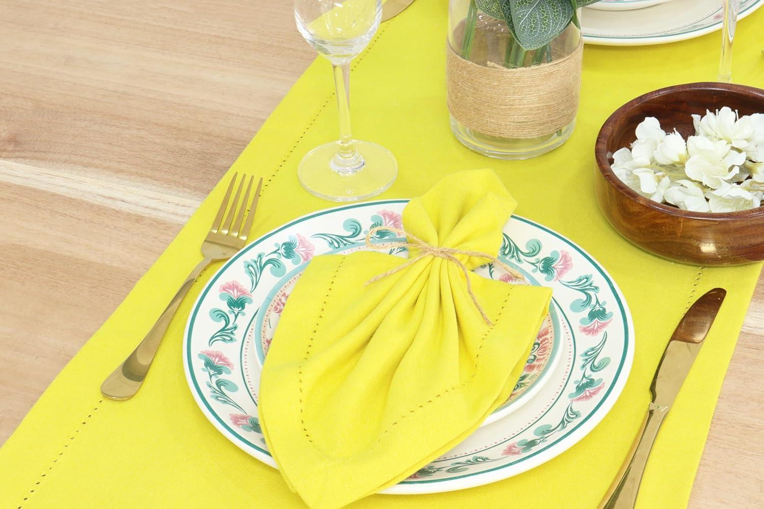 image:imagePurpleEssences Set of 12 Hemstitch Cloth Dinner Napkins 100 Cotton Soft Durable Washable Ideal for Wedding Christmas Holiday Winter Perfect Everyday Use Table Linen 18x18 Blush PinkYellow
