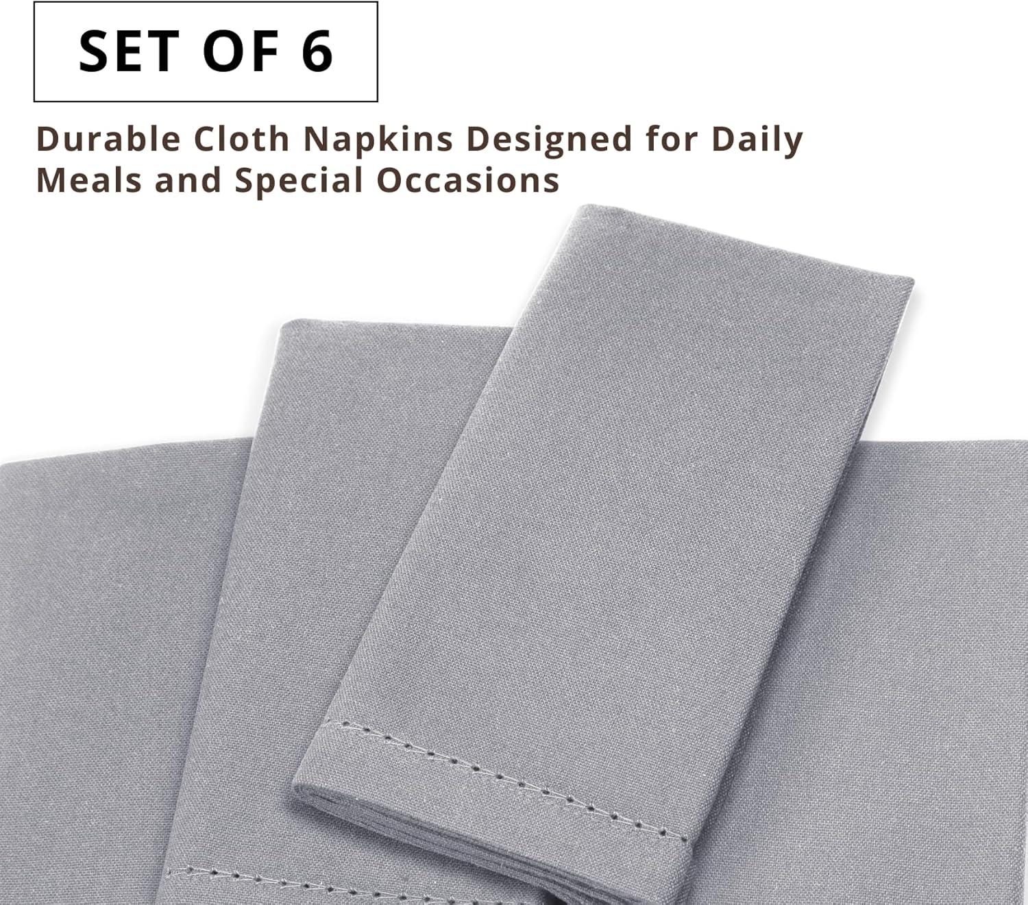 image:imagePurpleEssences Set of 12 Hemstitch Cloth Dinner Napkins 100 Cotton Soft Durable Washable Ideal for Wedding Christmas Holiday Winter Perfect Everyday Use Table Linen 18x18 Blush PinkAsh Grey