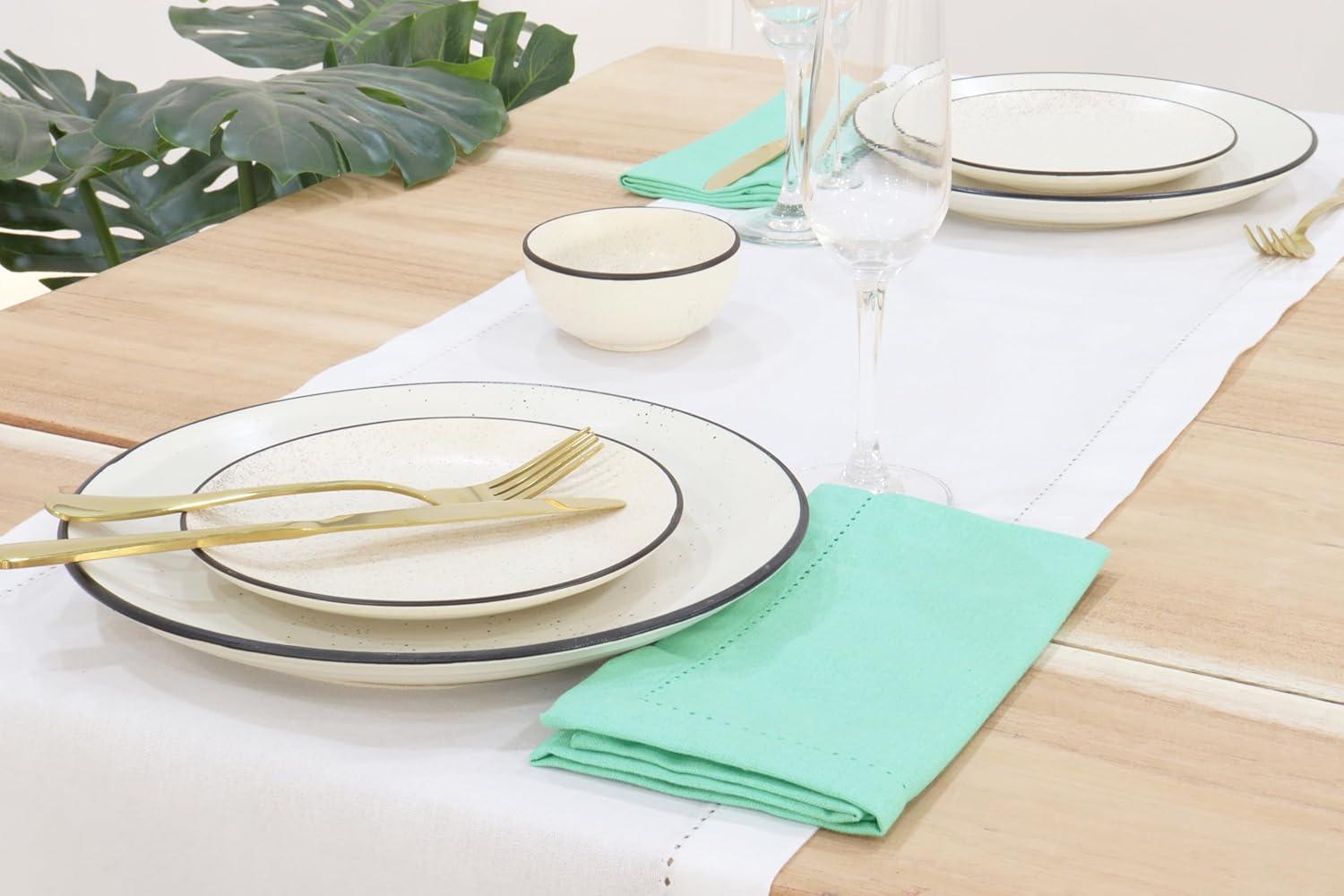 image:imagePurpleEssences Set of 12 Hemstitch Cloth Dinner Napkins 100 Cotton Soft Durable Washable Ideal for Wedding Christmas Holiday Winter Perfect Everyday Use Table Linen 18x18 Blush PinkTurquoise