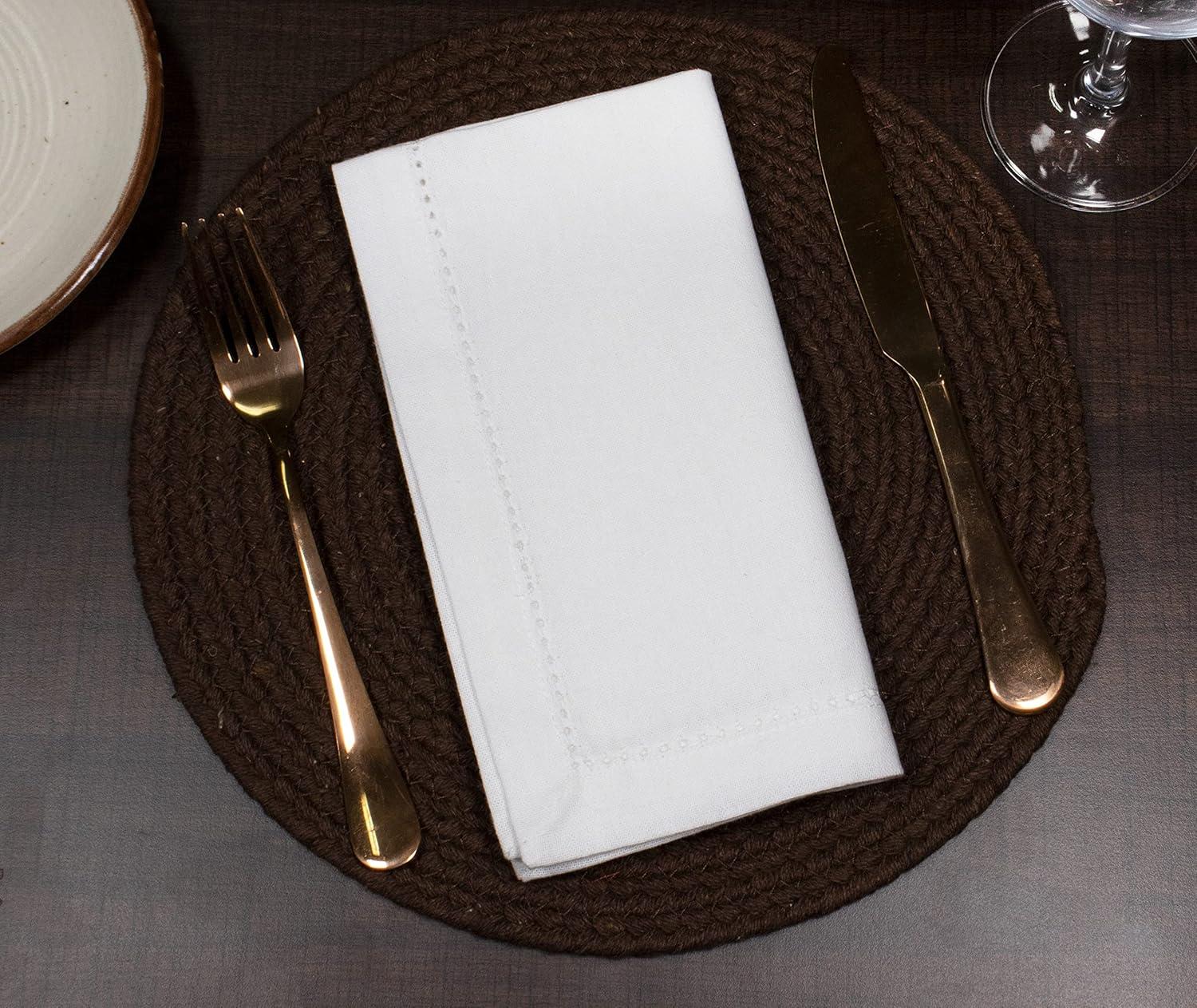 image:imagePurpleEssences Set of 12 Hemstitch Cloth Dinner Napkins 100 Cotton Soft Durable Washable Ideal for Wedding Christmas Holiday Winter Perfect Everyday Use Table Linen 18x18 Blush PinkWhite