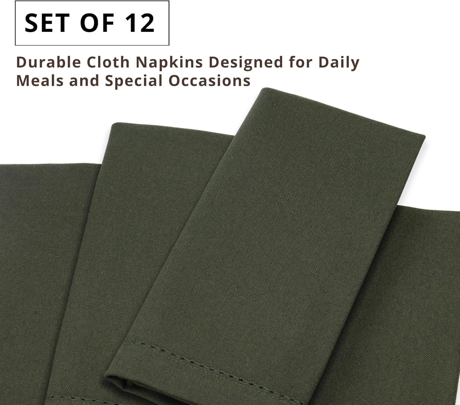 image:imagePurpleEssences Set of 12 Hemstitch Cloth Dinner Napkins 100 Cotton Soft Durable Washable Ideal for Wedding Christmas Holiday Winter Perfect Everyday Use Table Linen 18x18 Blush PinkOlive Green