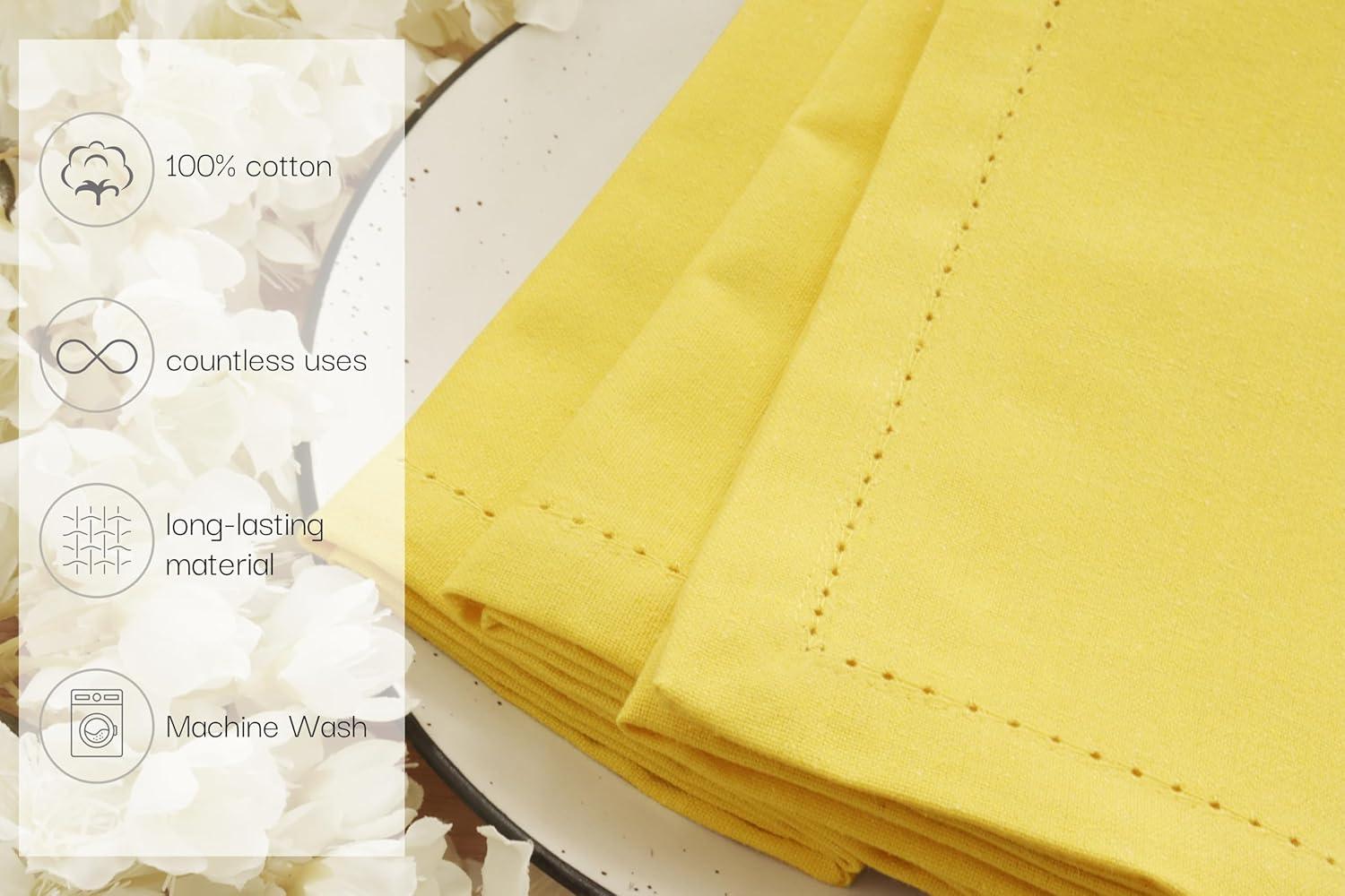 image:imagePurpleEssences Set of 12 Hemstitch Cloth Dinner Napkins 100 Cotton Soft Durable Washable Ideal for Wedding Christmas Holiday Winter Perfect Everyday Use Table Linen 18x18 Blush PinkYellow
