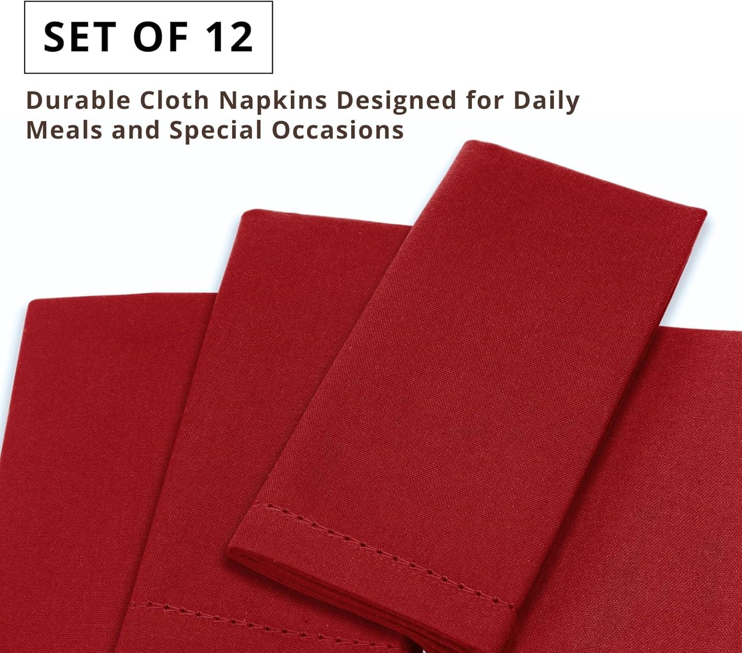 image:imagePurpleEssences Set of 12 Hemstitch Cloth Dinner Napkins 100 Cotton Soft Durable Washable Ideal for Wedding Christmas Holiday Winter Perfect Everyday Use Table Linen 18x18 Blush PinkRed