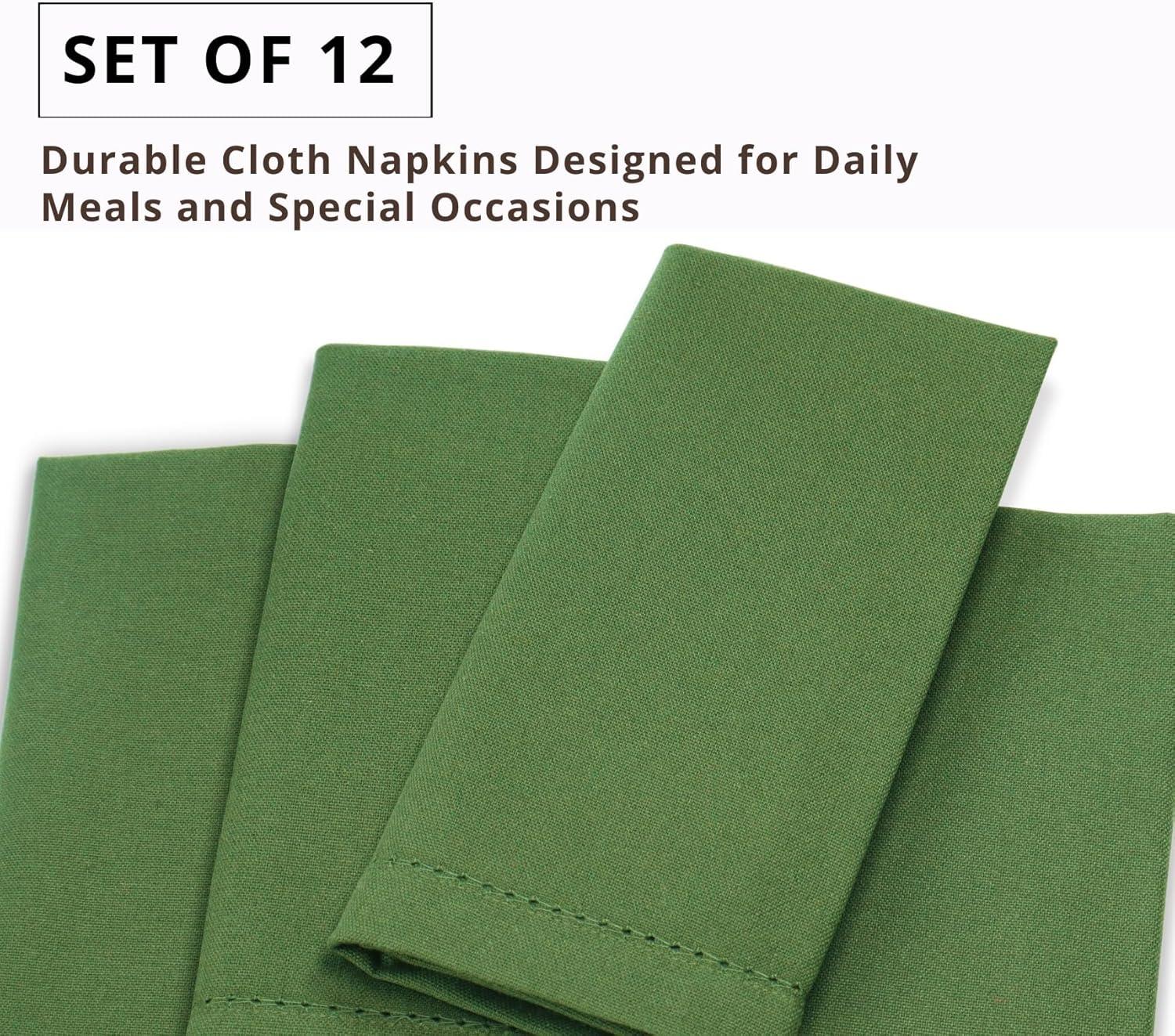 image:imagePurpleEssences Set of 12 Hemstitch Cloth Dinner Napkins 100 Cotton Soft Durable Washable Ideal for Wedding Christmas Holiday Winter Perfect Everyday Use Table Linen 18x18 Blush PinkSage Green