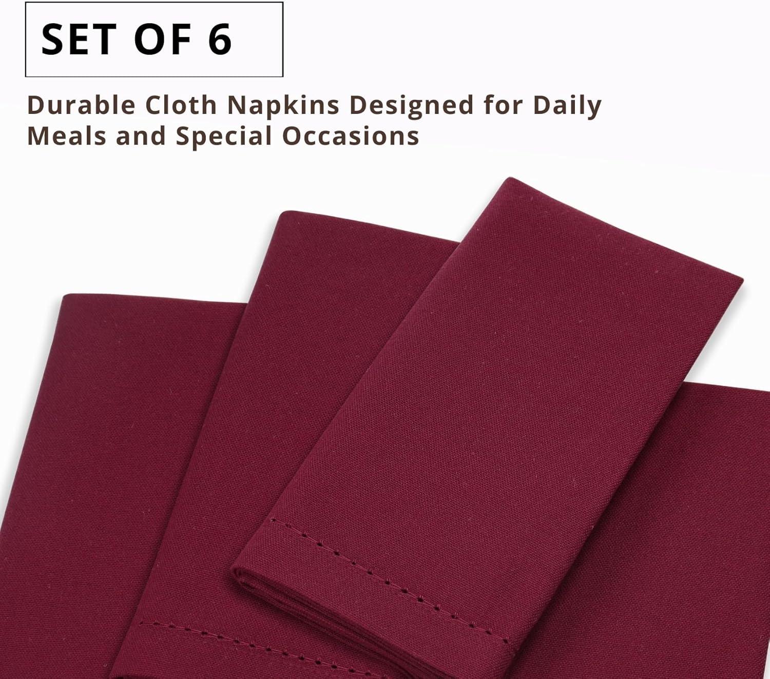 image:imagePurpleEssences Set of 12 Hemstitch Cloth Dinner Napkins 100 Cotton Soft Durable Washable Ideal for Wedding Christmas Holiday Winter Perfect Everyday Use Table Linen 18x18 Blush PinkBurgundy