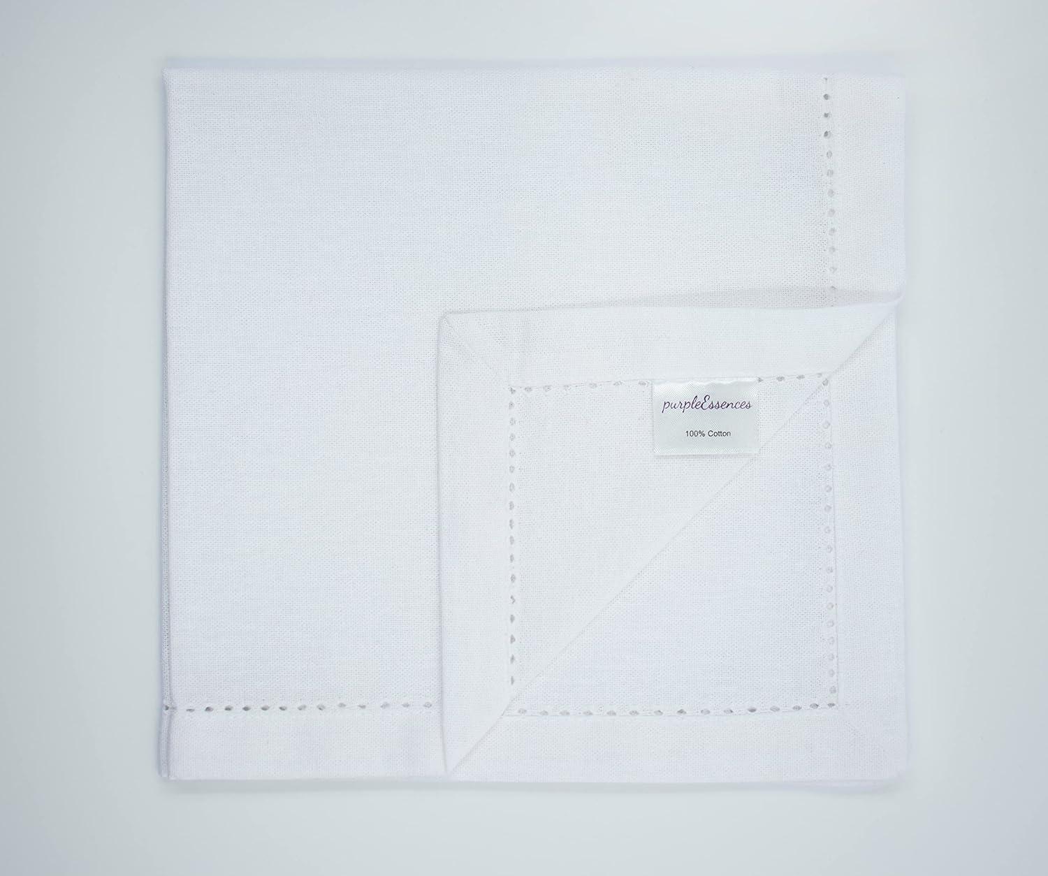 image:imagePurpleEssences Set of 12 Hemstitch Cloth Dinner Napkins 100 Cotton Soft Durable Washable Ideal for Wedding Christmas Holiday Winter Perfect Everyday Use Table Linen 18x18 Blush PinkWhite