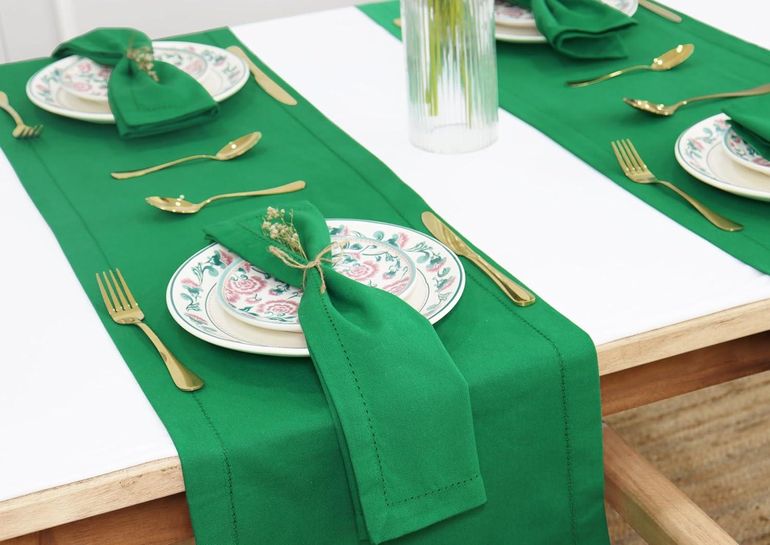image:imagePurpleEssences Set of 12 Hemstitch Cloth Dinner Napkins 100 Cotton Soft Durable Washable Ideal for Wedding Christmas Holiday Winter Perfect Everyday Use Table Linen 18x18 Blush PinkSt Patricks Green