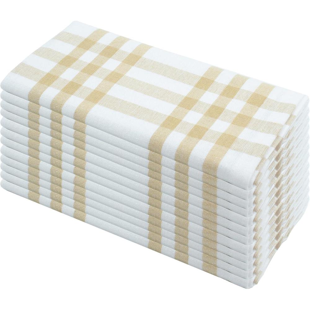 image:imagePurpleEssences Buffalo Plaid Cloth Napkins Mitered Corners Christmas Holiday Winter Gingham Check Dinner Napkin Set of 12100 Cotton 18x18 Inch Reusable Washable Multi ColorHomestead Plaid BeigeWhite