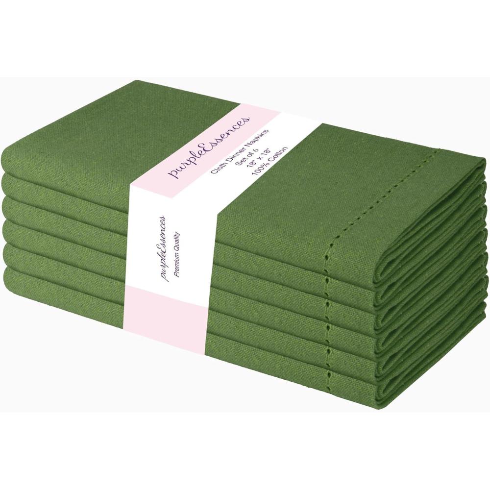 image:imagePurpleEssences Set of 12 Hemstitch Cloth Dinner Napkins 100 Cotton  Soft Durable Washable  Ideal for Wedding Christmas Holiday Winter  Perfect Everyday Use Table Linen 18x18  Blush PinkSage Green