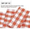 PurpleEssences Buffalo Plaid Cloth Napkins – Mitered Corners – Christmas Holiday Winter – Gingham Check Dinner Napkin – Set of 12-100% Cotton – 18×18 Inch – Reusable Washable – Multi Color(Orange White)
