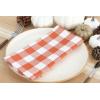 PurpleEssences Buffalo Plaid Cloth Napkins – Mitered Corners – Christmas Holiday Winter – Gingham Check Dinner Napkin – Set of 12-100% Cotton – 18×18 Inch – Reusable Washable – Multi Color(Orange White)