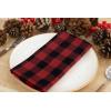 PurpleEssences Buffalo Plaid Cloth Napkins – Mitered Corners – Christmas Holiday Winter – Gingham Check Dinner Napkin – Set of 12-100% Cotton – 18×18 Inch – Reusable Washable – Multi Color(Red Black)