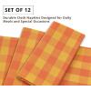 PurpleEssences Buffalo Plaid Cloth Napkins – Mitered Corners – Christmas Holiday Winter – Gingham Check Dinner Napkin – Set of 12-100% Cotton – 18×18 Inch – Reusable Washable – Multi Color(Orange Golden Yellow)