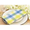 PurpleEssences Buffalo Plaid Cloth Napkins – Mitered Corners – Christmas Holiday Winter – Gingham Check Dinner Napkin – Set of 12-100% Cotton – 18×18 Inch – Reusable Washable – Multi Color(Light Blue Yellow White)