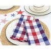 PurpleEssences Buffalo Plaid Cloth Napkins – Mitered Corners – Christmas Holiday Winter – Gingham Check Dinner Napkin – Set of 12-100% Cotton – 18×18 Inch – Reusable Washable – Multi Color(4th of July Red White Blue)