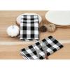 PurpleEssences Buffalo Plaid Cloth Napkins – Mitered Corners – Christmas Holiday Winter – Gingham Check Dinner Napkin – Set of 12-100% Cotton – 18×18 Inch – Reusable Washable – Multi Color(Black White)