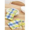 PurpleEssences Buffalo Plaid Cloth Napkins – Mitered Corners – Christmas Holiday Winter – Gingham Check Dinner Napkin – Set of 12-100% Cotton – 18×18 Inch – Reusable Washable – Multi Color(Light Blue Yellow White)
