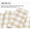 PurpleEssences Buffalo Plaid Cloth Napkins – Mitered Corners – Christmas Holiday Winter – Gingham Check Dinner Napkin – Set of 12-100% Cotton – 18×18 Inch – Reusable Washable – Multi Color(Beige White)