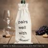 PurpleEssences Canvas Wine Tote Bag with Divider for 6 Bottle – Washable Reusable Wine Carrier, Sturdy Double Stitched Holder for Grocery, Travel & Picnic – 13x7x10.5 Inch – Natural(Forever)