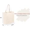 PurpleEssences Canvas Wine Tote Bag with Divider for 6 Bottle – Washable Reusable Wine Carrier, Sturdy Double Stitched Holder for Grocery, Travel & Picnic – 13x7x10.5 Inch – Natural(Natural)