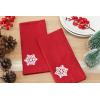PurpleEssences Christmas Embroidered Hemstitch Napkin Set of 6 & Hemstitch Napkins Set of 12-18×18 Inch – 100% Cotton – Snowflakes/Red