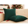 PurpleEssences Pack of 2 Cotton Pillow Covers Decorative Throw Pillowcase Soft Solid Cushion Case for Sofa Car Bedroom – Christmas Holiday Winter – 16×16 Inch – Forest Green