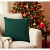PurpleEssences Pack of 2 Cotton Pillow Covers Decorative Throw Pillowcase Soft Solid Cushion Case for Sofa Car Bedroom – Christmas Holiday Winter – 16×16 Inch – Forest Green