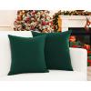 PurpleEssences Pack of 2 Cotton Pillow Covers Decorative Throw Pillowcase Soft Solid Cushion Case for Sofa Car Bedroom – Christmas Holiday Winter – 16×16 Inch – Forest Green