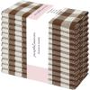 PurpleEssences Buffalo Plaid Cloth Napkins – Mitered Corners – Christmas Holiday Winter – Gingham Check Dinner Napkin – Set of 12-100% Cotton – 18×18 Inch – Reusable Washable – Multi Color(Brown White)