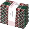 PurpleEssences Buffalo Plaid Cloth Napkins – Mitered Corners – Christmas Holiday Winter – Gingham Check Dinner Napkin – Set of 12-100% Cotton – 18×18 Inch – Reusable Washable – Multi Color(Tartan Plaid Green)