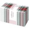 PurpleEssences Buffalo Plaid Cloth Napkins – Mitered Corners – Christmas Holiday Winter – Gingham Check Dinner Napkin – Set of 12-100% Cotton – 18×18 Inch – Reusable Washable – Multi Color(Tartan Plaid Red/White)
