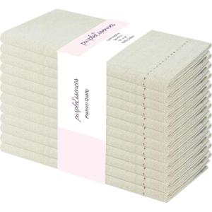 PurpleEssences Set of 12 Hemstitch Cloth Dinner Napkins 100% Cotton – Soft Durable Washable – Ideal for Wedding Christmas Holiday Winter – Perfect Everyday Use Table Linen 18×18 – Blush Pink(Royal Linen)