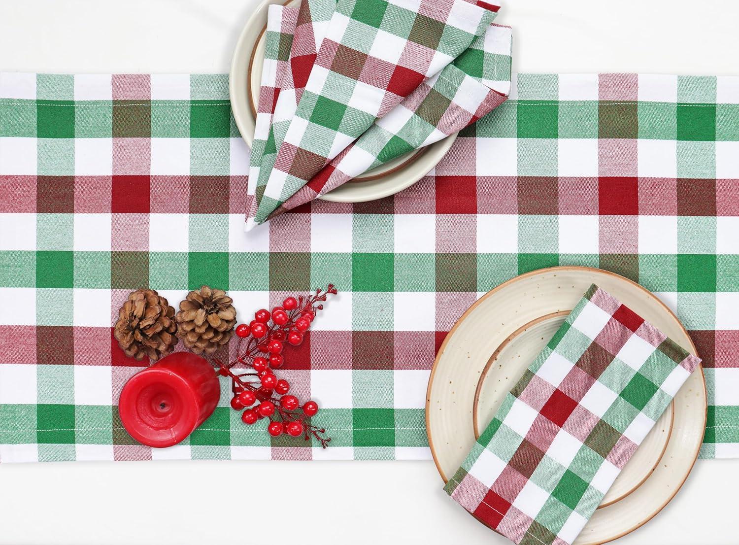 image:imagePurpleEssences 4th of July Buffalo Plaid Table Runner 14 x 54 inch Classic Farmhouse 100 Cotton Checkered Table Runner Veterans Day Red Blue White14 x 90 Inch