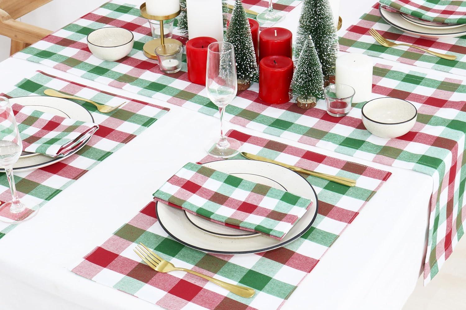 image:imagePurpleEssences 4th of July Buffalo Plaid Table Runner 14 x 54 inch Classic Farmhouse 100 Cotton Checkered Table Runner Veterans Day Red Blue White14 x 90 Inch