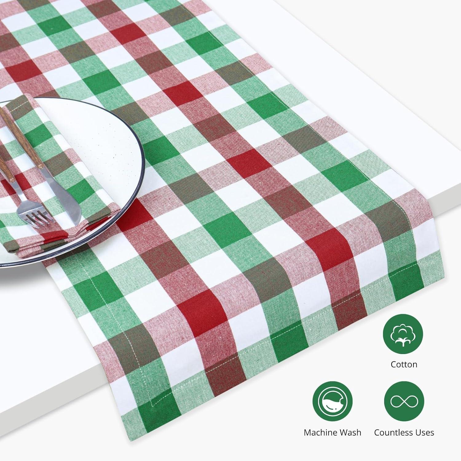 image:imagePurpleEssences 4th of July Buffalo Plaid Table Runner 14 x 54 inch Classic Farmhouse 100 Cotton Checkered Table Runner Veterans Day Red Blue White14 x 90 Inch