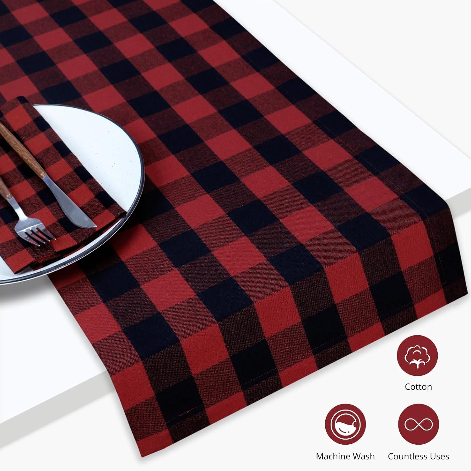 image:imagePurpleEssences 4th of July Buffalo Plaid Table Runner 14 x 54 inch Classic Farmhouse 100 Cotton Checkered Table Runner Veterans Day Red Blue White14 x 90 Inch