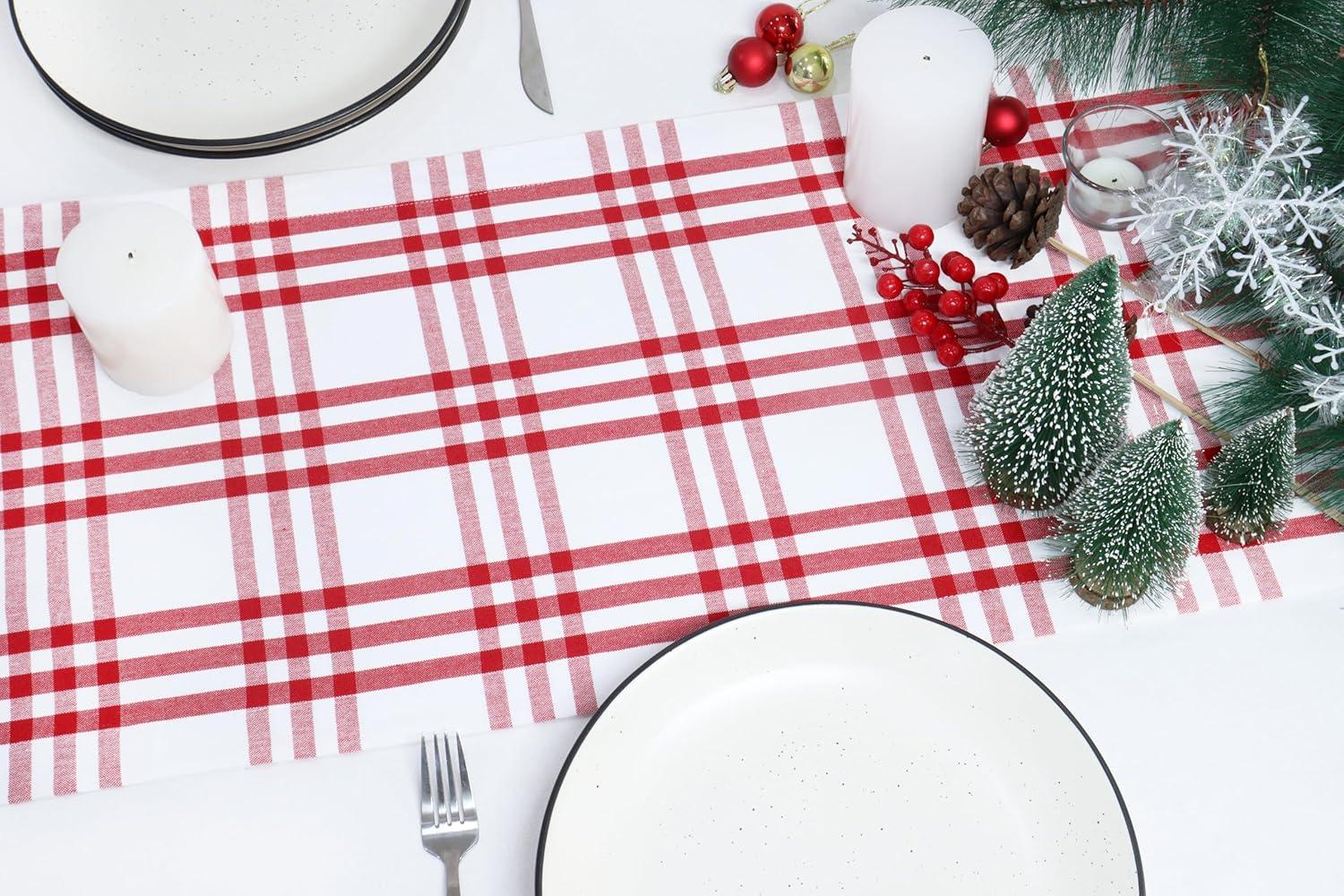 image:imagePurpleEssences 4th of July Buffalo Plaid Table Runner 14 x 54 inch Classic Farmhouse 100 Cotton Checkered Table Runner Veterans Day Red Blue White14 x 90 Inch